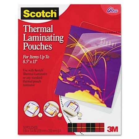 3M 3M TP385450 Letter size thermal laminating pouches  3 mil  11 1/2 x 9  50/pack TP385450